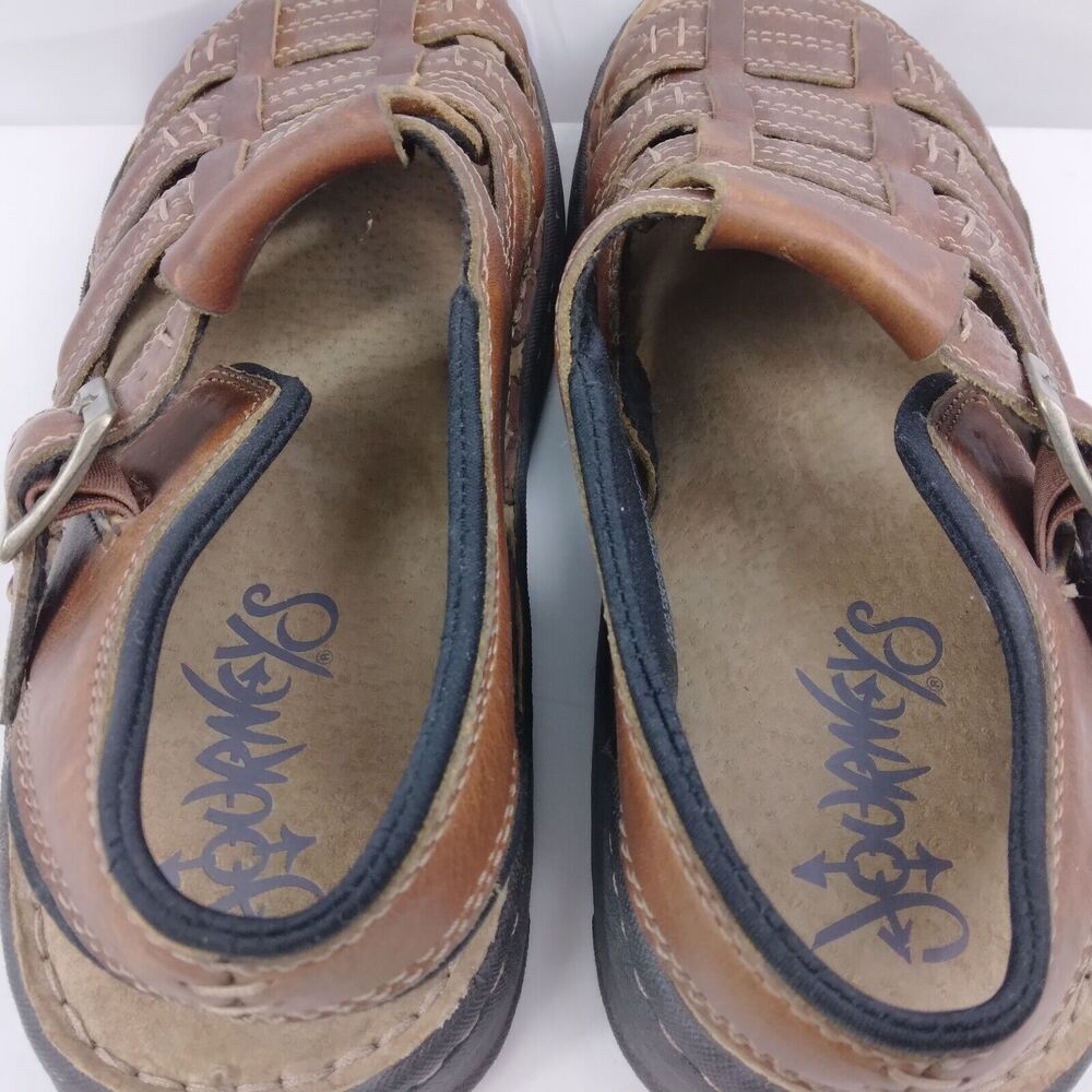 Journeys Fisherman Open Toe Sandals Brown Leather Y2K 90s Shoes Mens Size 10 M - Picture 12 of 13